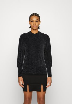 RACHEL RUCHED GLITTER - Camisola de manga comprida - black