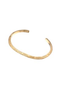 Gularmbandsmedalj med gravyrdetaljer. Slät, glänsande yta; öppen design med rundade kanter. Stilig och sofistikerad look.