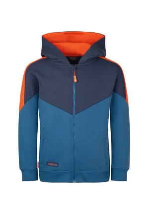TROLLKIDS, KIDS FLEKKEFJORD JACKET UNISEX - Zip-up sweatshirt - nordic blue/mystic blue/flame orange