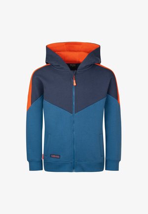 TROLLKIDS, KIDS FLEKKEFJORD JACKET UNISEX - Zip-up sweatshirt - nordic blue/mystic blue/flame orange