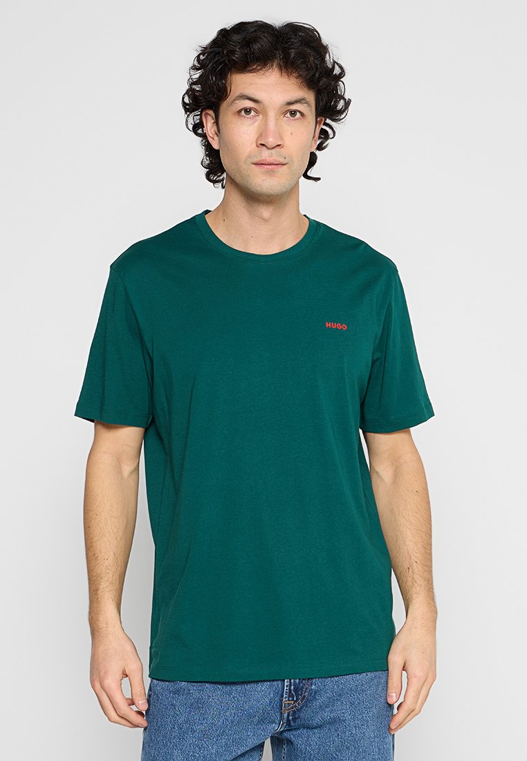 HUGO T-shirt basic donkergroen