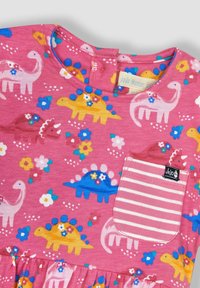 JoJo Maman Bébé DROP SHOULDER REGULAR FIT - Džersio suknelė - pink floral dinosaur