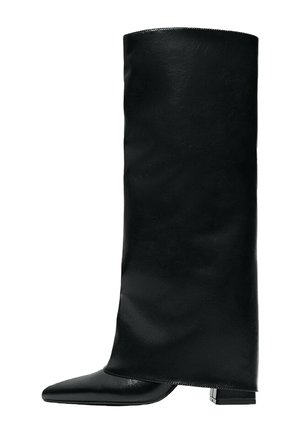 Bershka, FOLD-OVER HIGH-HEEL - BOOTS - Bottes - black