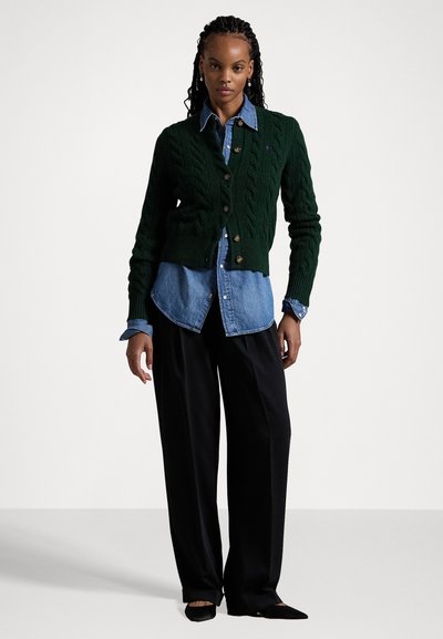 Polo Ralph Lauren CABLE KNIT WOOL CASHMERE CARDIGAN - Cardigan - moss agate