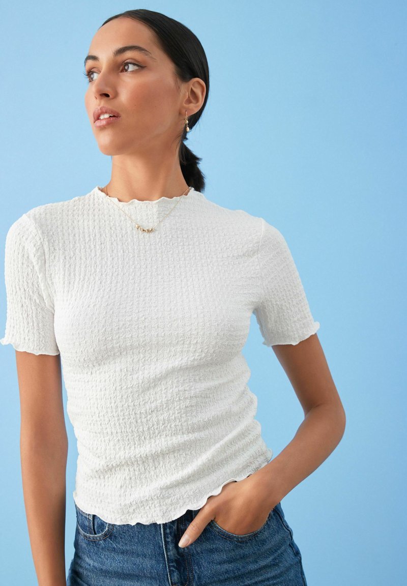 Next - SHORT SLEEVE LETTUCE EDGE TEXTURED - Camicetta - white, Ingrandire