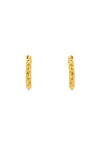 Goldene Creolen mit einem gedrehten Design und strukturierten Oberfläche, ausgestattet mit einem geschlossenen Ring für sicheren Halt.