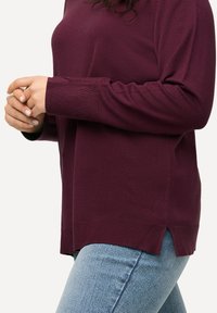 Ulla Popken ROLLKRAGEN BÜNDCHEN - Stickad tröja - dark berry