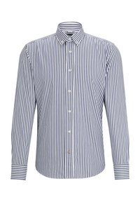 Blå och vitrandig långärmad skjorta med button-down-krage, vita knappar och kontrasterande randiga manschetter. Klassisk passform.