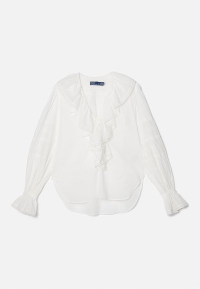 Polo Ralph Lauren RUFFLE TRIM VOILE BLOUSE - Bluza - white
