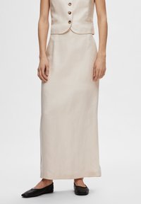 Selected Femme SLFADDIA ANKLE SKIRT - Maxisukňa - sandshell