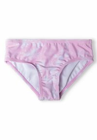 Rosa bikiniunderdel i ett tie-dye-mönster, med en slät yta, elastisk midja och mjukt foder. Lämplig för simning eller fritid.