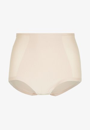 Simább anyagból készült bézs, magas derekú fehérnemű. Zökkenőmentes kialakítással rendelkezik, kényelmes rugalmas derékrésszel és láthatatlan varrásokkal.