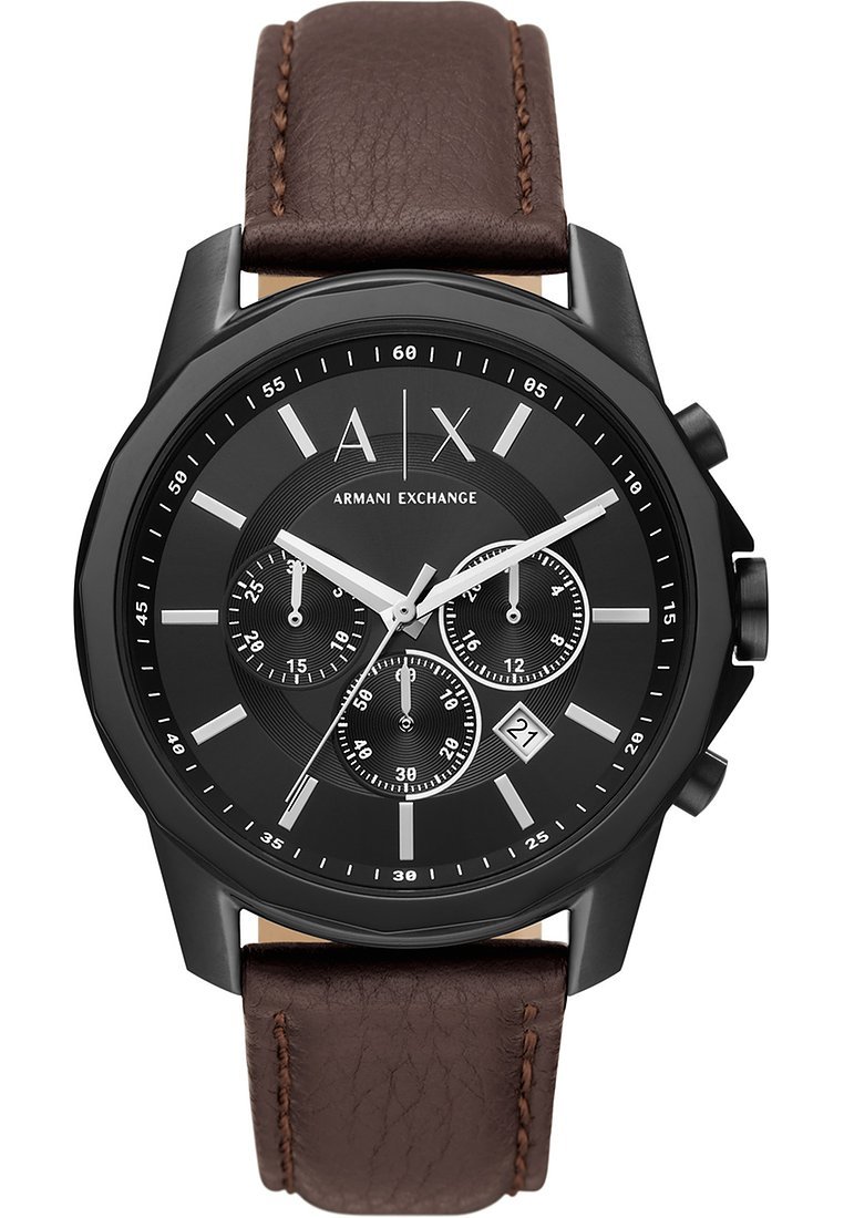 Armani Exchange Chronograph watch brown leather / black stainless
