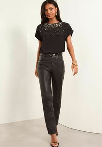 Lipsy EMBELLISHED ANIMAL SHORTS SLEEVE REGULAR FIT - Camicetta - black