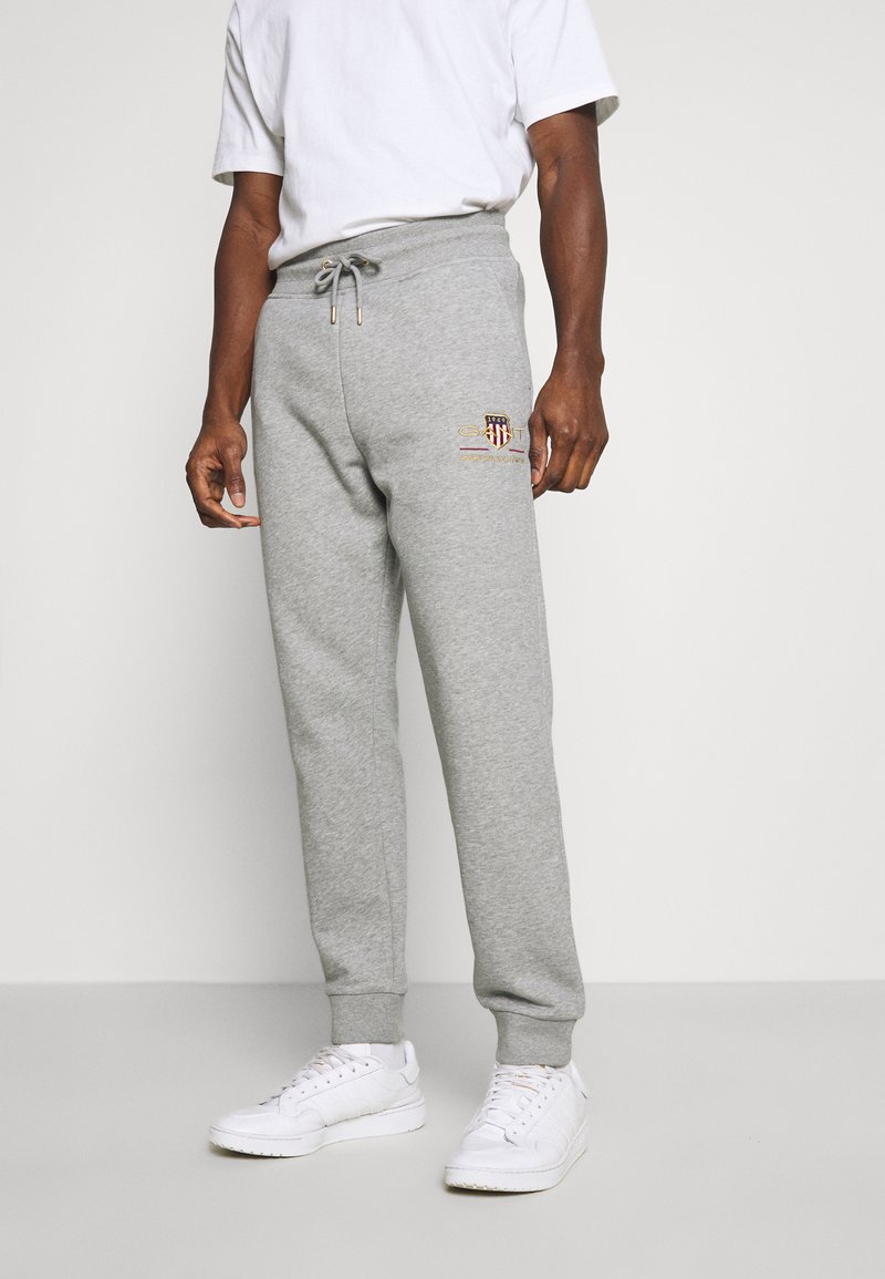 GANT ARCHIVE SHIELD Tracksuit bottoms grey melange/light grey Zalando.co.uk
