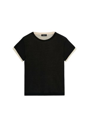 Massimo Dutti, DOUBLE-LAYER SHORT SLEEVE T-SHIRT - T-shirts basic - black