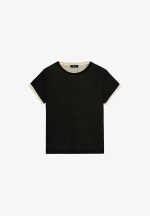 Massimo Dutti, DOUBLE-LAYER SHORT SLEEVE T-SHIRT - T-shirts basic - black