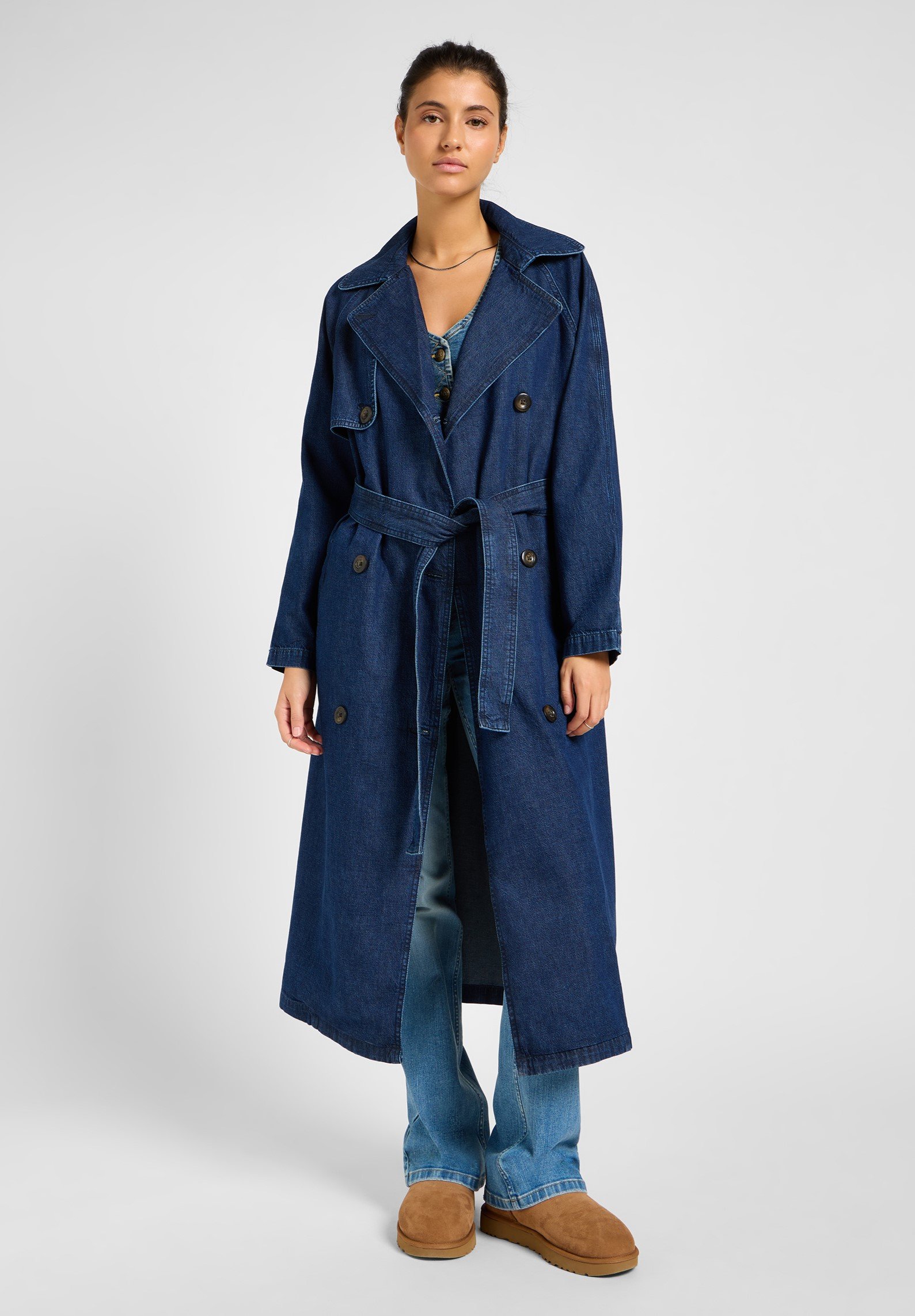 Lee DENIM TRENCH COAT - Trenci - blue denim/denim albastru