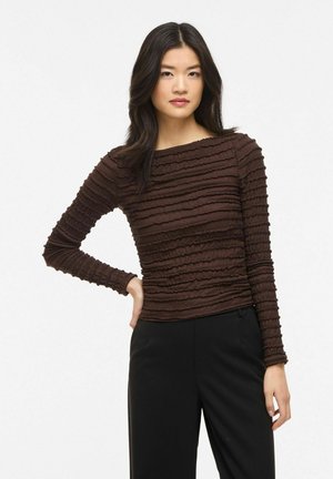 VILISABETH U-BOOT-AUSSCHNITT - Maglietta a manica lunga - coffee bean