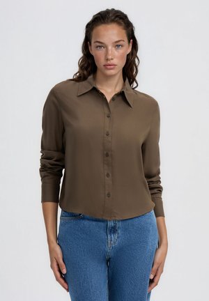 Terranova, CAMICIA CROP A TINTA UNITA - Camicia - oliva scuro