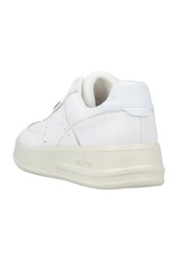 Weiße Ledersneaker mit einer strukturierten Gummisohle. Verfügt über eine runde Zehenpartie, perforierte Details und ein minimalistisches Design. Markenlogo an der Ferse.