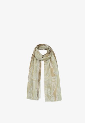 Faera, LEICHT TRANSPARENTER SCHAL FRANSEN PAISLEY AUFDRUCK STREIFEN - Sjaal - beige