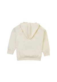 Felpa color crema, in cotone, con cappuccio a punta, maniche lunghe, polsini a coste e una trama solida senza decorazioni.