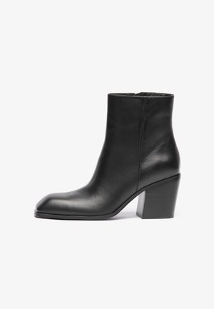 LEATHER - High heeled ankle boots - black