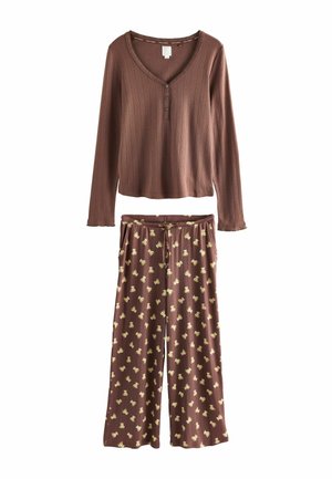 REGULAR FIT - LONG SLEEVE SET - Pyžamová súprava - chocolate brown teddy