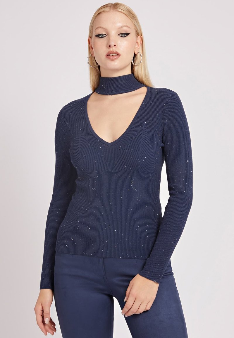 Guess MIKROPAILLETTEN Jumper blau/blue Zalando