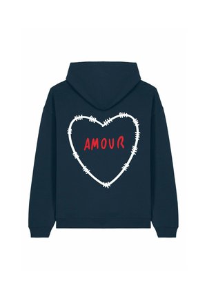 AMOURBROD BACK PRINT UNISEX HEAVYWEIGHT - Hoodie - dark blue