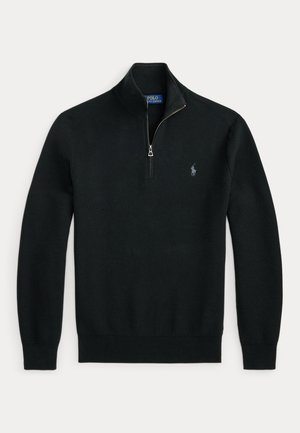 Polo Ralph Lauren, MESH-KNIT COTTON QUARTER-ZIP SWEATER - Пуловер - black