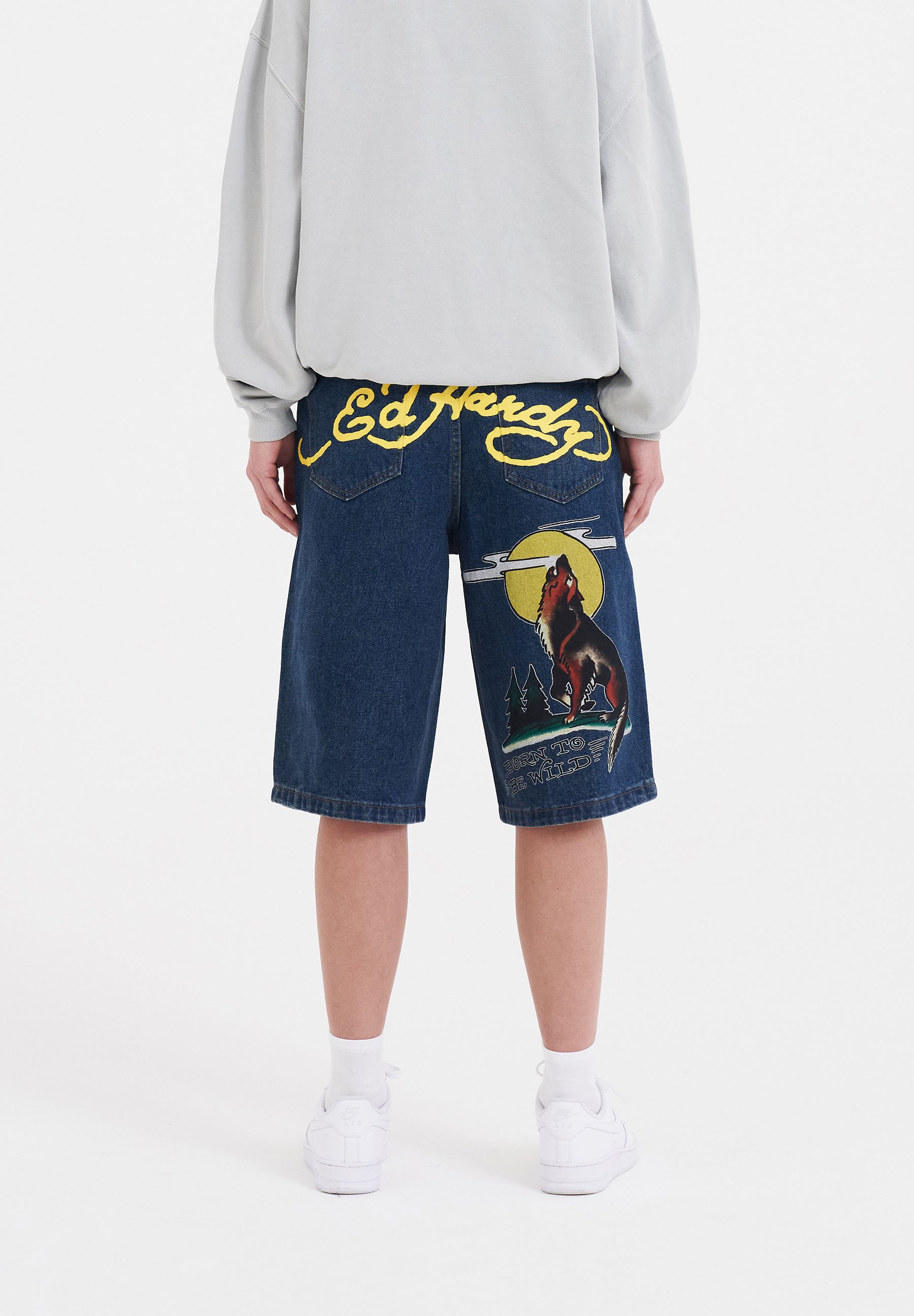 Ed Hardy CHERRY LOVE BOMB - Denim shorts - black - Zalando.ie