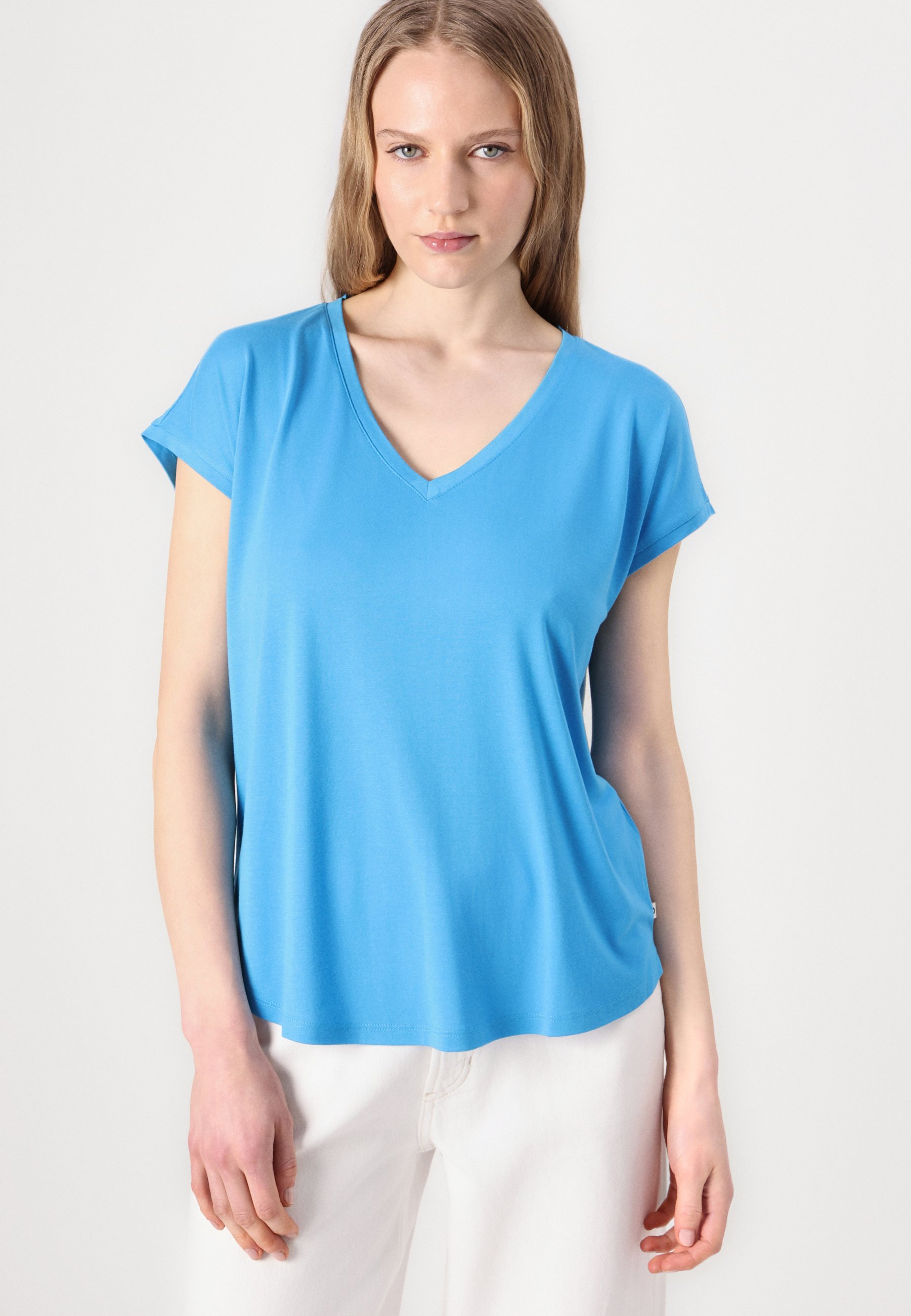 売れ筋商品|||トム テイラー デニム Tシャツ レディース トップス FLUENT V NECK  - Basic T-shirt - florida blue TOM TAILOR DENIM FLUENT V NECK - T-Shirt basic - florida