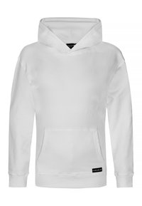 Valge pulloveri kapuutsiga särk, mis on valmistatud pehmest kangast. Omab avarat eesmist taskut, soonikutega varrukaid ja suurt kapuutsi. Must brändi silt hemmed.