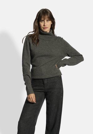 LUCIE TURTLE NECK YARNS - Pullover - mottled anthracite