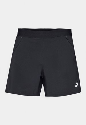 Calções desportivos pretos feitos de tecido leve, com uma textura suave, cintura elástica e dois bolsos laterais. Logotipo na parte inferior direita.