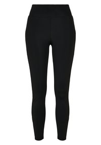Urban Classics LADIES HIGHWAIST SHINY STRIPE LEGGINGS - Leggings - Pantaloni - black/black
