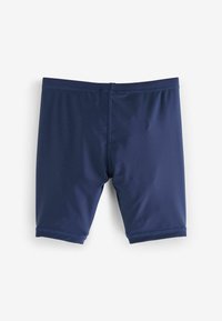 Mörkblå simshorts i elastiskt material, med en tajt passform, mjuk yta och minimala sömdetaljer på midjan och benen.