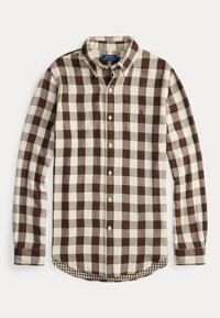 CUSTOM FIT PLAID DOUBLE-FACED SHIRT - Košile - cream/brown