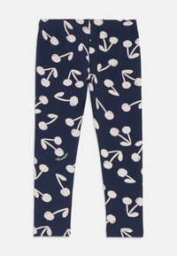 Marineblaue Leggings aus einem Baumwollmix, mit einem weißen Kirschmuster, elastischem Bund und glatter Textur. Kleines Logodetail inklusive.