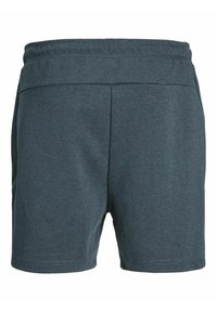 Tmavě modré šortky z bavlněné směsi s elastickým pasem, bez viditelných kapes a s hladkou texturou. Jednoduchý design, délka do poloviny stehna.
