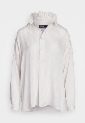Polo Ralph Lauren RUFFLED-COLLAR STRIPED BLOUSE - Pusero - cream