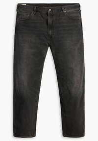 Svarta denimjeans med rak benmodell, som har en subtil textur, framfickor och stängning med metallknapp.