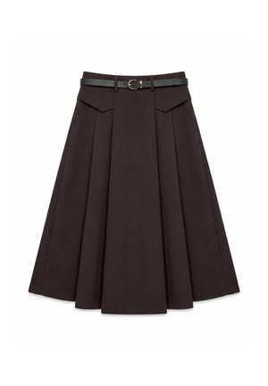 Vero Moda Curve, SKIRT VMCAMILLE HIGH WAIST MIDI SKIRT - Jupe trapèze - chocolate torte