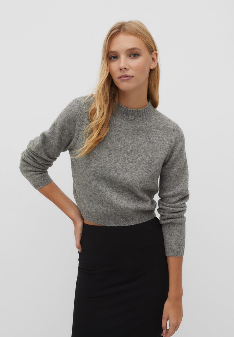 Stradivarius - SOFT TOUCH CROPPED  - Striktrøje - dark grey, Forstør