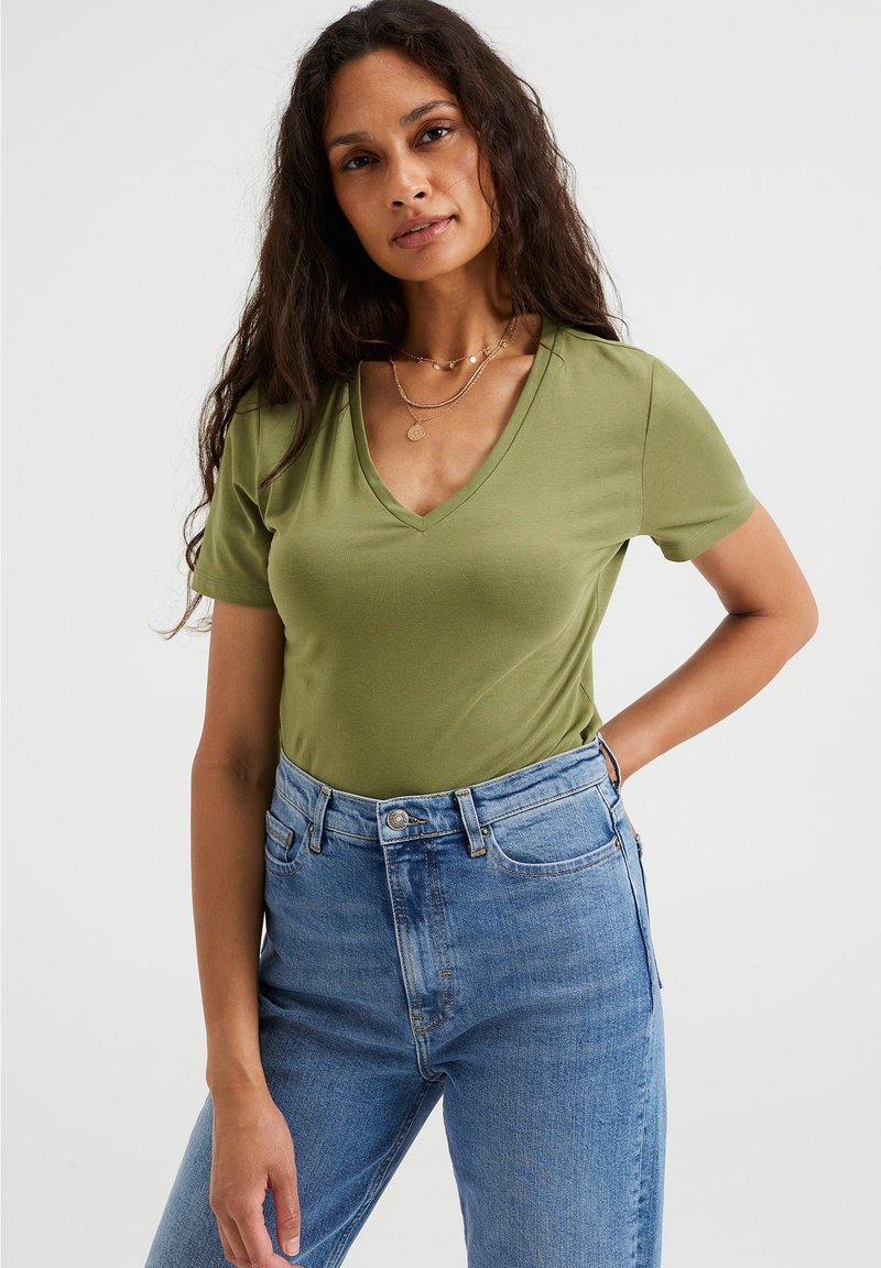 WE Fashion - T-shirt basic - green, Vergroten