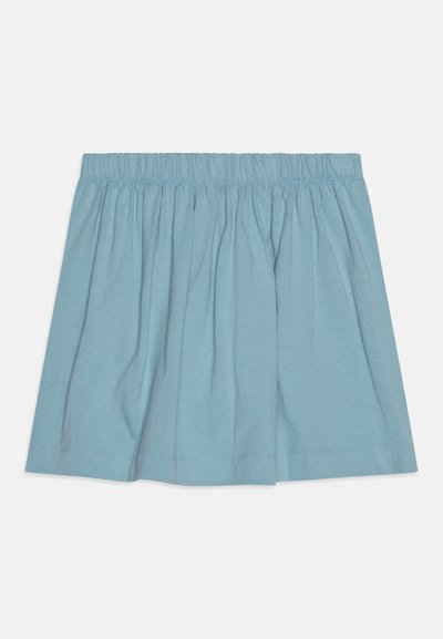 Lys blå stretch-cotton skjørt med elastisk liv, med rynket stoff for ekstra volum og en enkel nederkant.