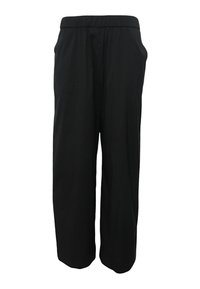 Pantaloni larghi neri con vita elasticizzata, realizzati in un tessuto morbido. Presentano tasche laterali e una vestibilità ampia per garantire comfort.
