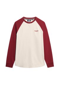 ESSENTIAL LOGO - Camiseta de manga larga - white sand rich burgundy
